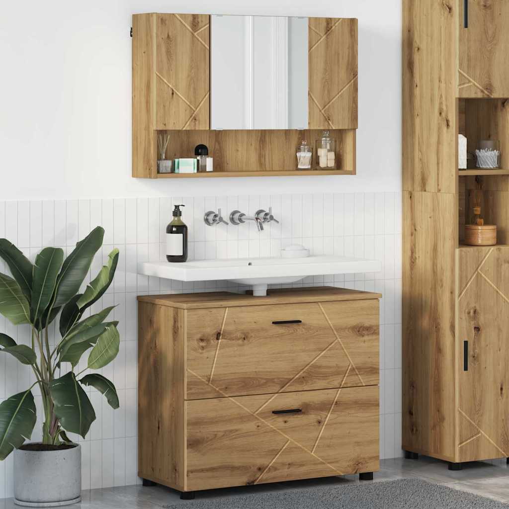 Bathroom Furniture Set 2 pcs Artisan oak 76.5 x 35 x 64 cm